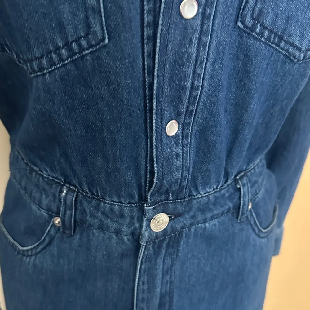 Steve Madden Dark Blue Denim Maxi Skirt with Front Slit - Picture 9 of 16